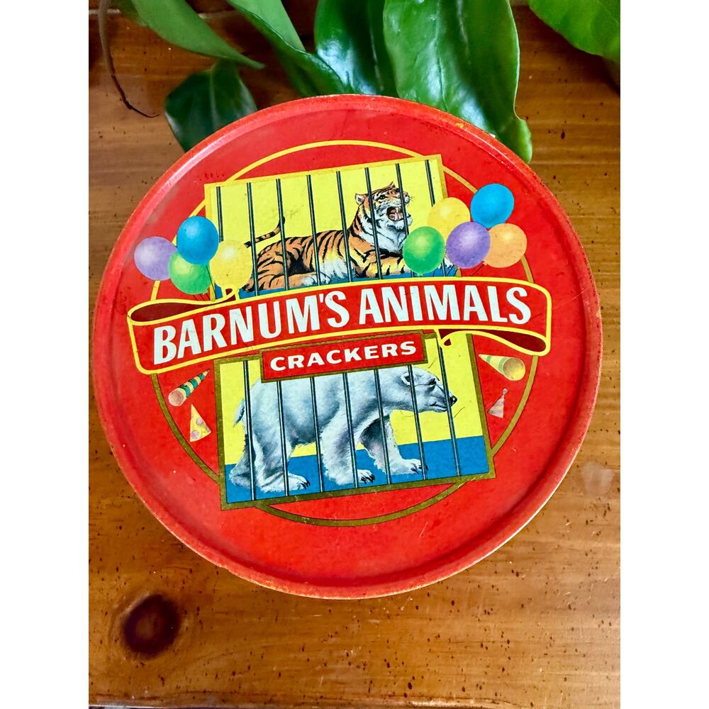 Vintage Barnum’s Animals Cracker Tin w Handle 1991 Nabisco Circus Cookie Tin - Picture 5 of 9